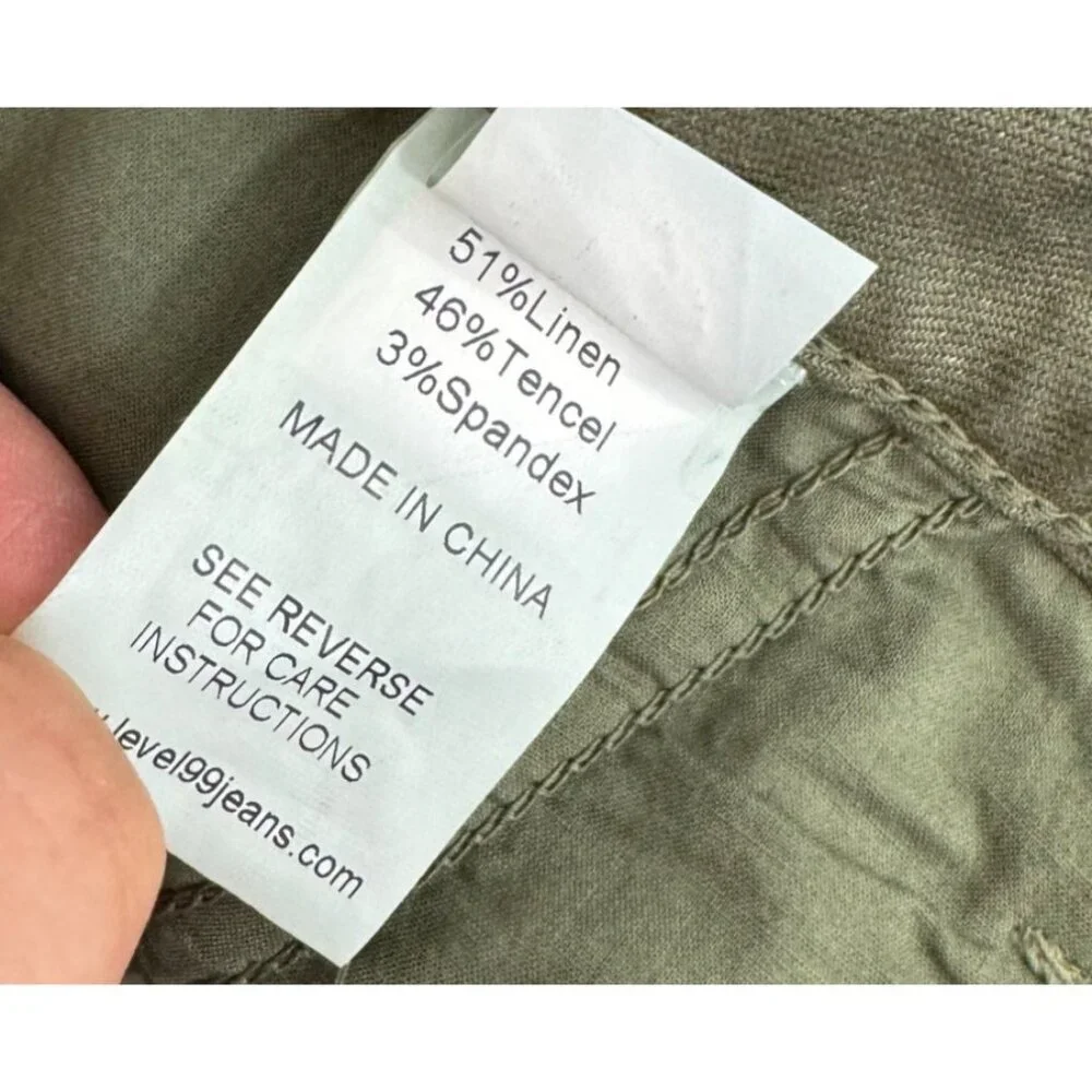 Level 99 Sienna Boyfriend Pants Olive 90s beachy linen sz 31 - Picture 10 of 11